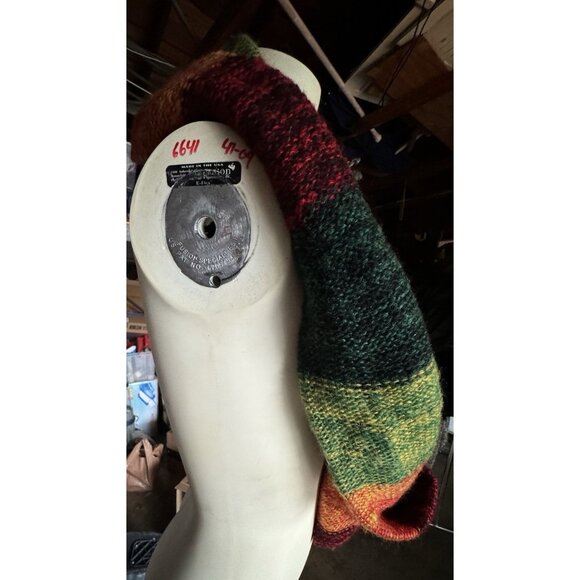 Pashmina Infinity Knit Scarf Silk Multicolor Strip Red Green Yellow Orange - Picture 9 of 9